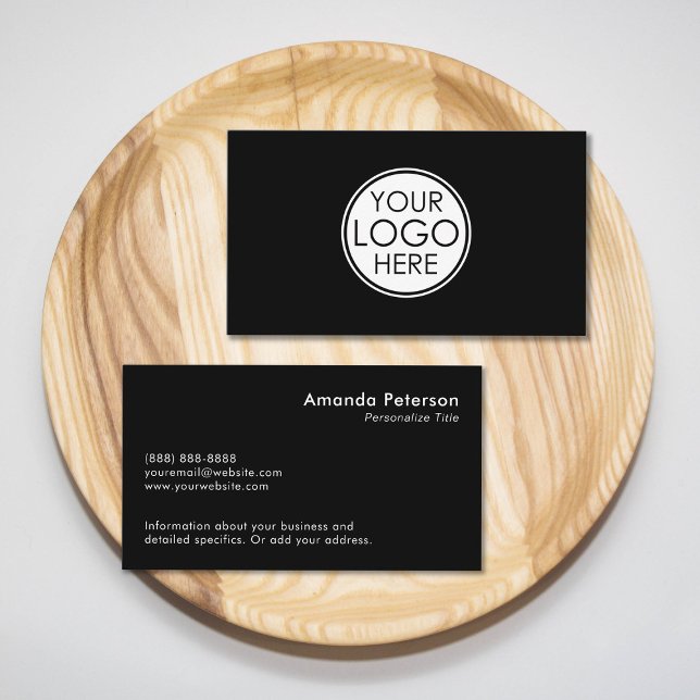 Custom Simple Minimalist Logo Black Business Card (Creator Uploaded)