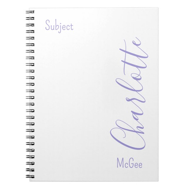 Custom Simple Minimalist Modern Chic Purple Notebook (Front)
