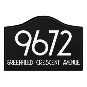 Custom Simple Modern Black House Number Plaque Door Sign