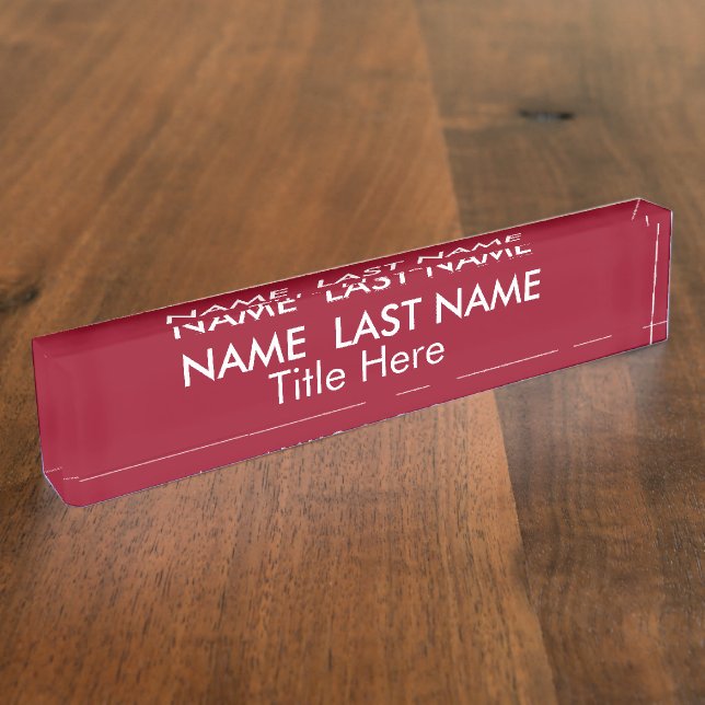 Custom Simple Modern Burgundy Red Stylish Title Nameplate (Side)