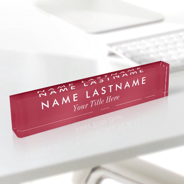 Custom Simple Modern Burgundy Red Stylish Title Nameplate (Creator Uploaded)