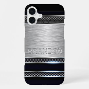 Custom Simple Modern Faux Metallic Stripes Pattern iPhone Case