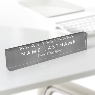 Custom Simple Modern Grey White Title Nameplate