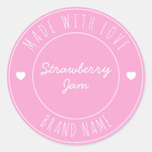 Custom Simple Modern Jam Canning Pink Classic Round Sticker