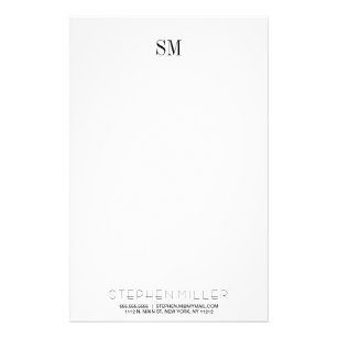 Custom Simple Monogram Initials & Name Stationary Stationery
