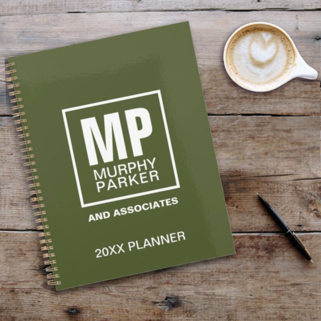 Custom Simple Olive Green Monogram Business Logo Planner (Creator Uploaded)