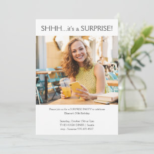 Custom Simple Photo Surprise 30th Birthday Party Invitation