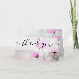 Custom Simple Pink Flowers Thank You Card
