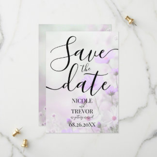 Custom Simple Purple Flowers Wedding Save The Date