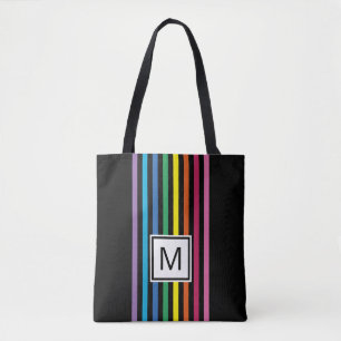 Custom Simple Rainbow Colours Stripes Pattern Tote Bag