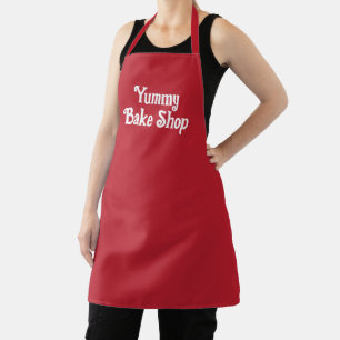 Custom Simple Red and White Personalised Business Apron