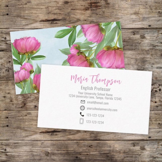Custom Simple Stylish Pink Floral Professional Business Card (Creator Uploaded)