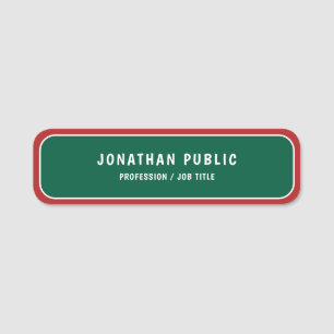 Custom Simple Template Christmas Red Green White Name Tag