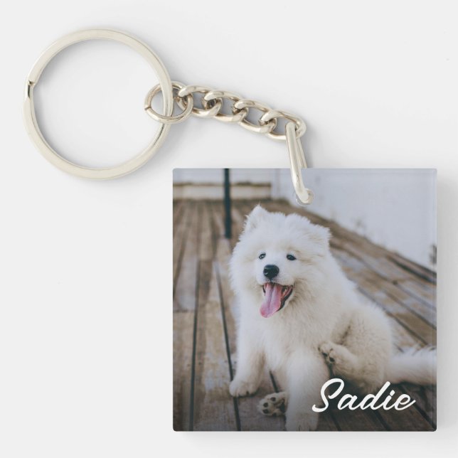 Custom Simple Two Pet Photo  Key Ring (Front)