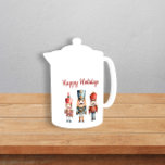 Custom simple  watercolor Nutcracker Christmas<br><div class="desc">Tradiational Christmas Holiday teapot. Design features a cute  Nutcrackers all in a beautiful watercolors giving it a  traditional vitnage feel  .if you need any help with this design please contact me through my zazzle store messenger and ill be happy to help you. janine at  willow spring studio</div>