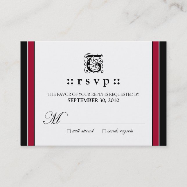 ::custom:: Simply Elegant 3.5x2.5" RSVP Card (Front)