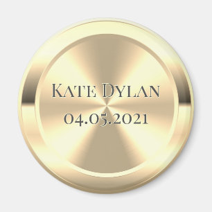 Custom Simulated Engraved Brass Circle Magnet