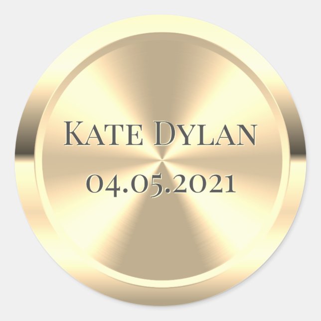 Custom Simulated Engraved Brass Round Sticker (Front)