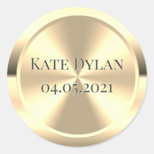 Custom Simulated Engraved Brass Round Sticker