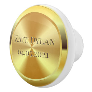 Custom Simulated Engraved Gold Ceramic Knob