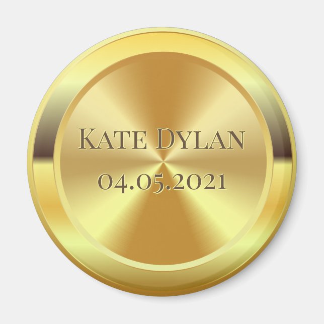 Custom Simulated Engraved Gold Circle Magnet (Front)