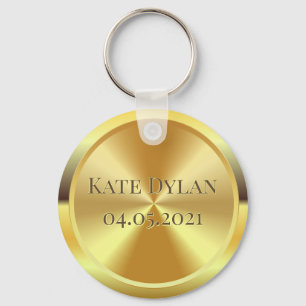 Custom Simulated Engraved Gold Key Ring