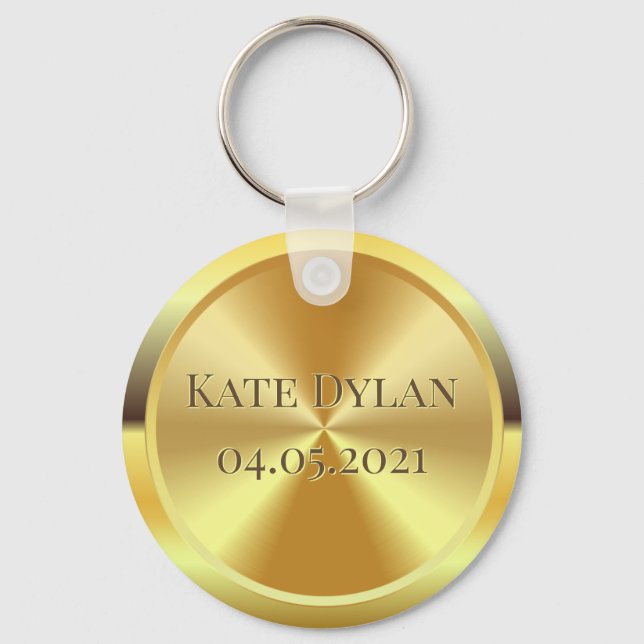 Custom Simulated Engraved Gold Key Ring (Front)