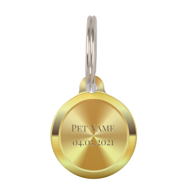 Custom Simulated Engraved Gold Pet Tag (Front)