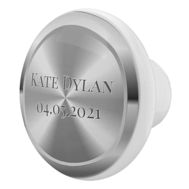 Custom Simulated Engraved Silver Ceramic Knob (Right)