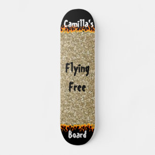 Custom Simulated Gold Glitter Girly Design Skateboard