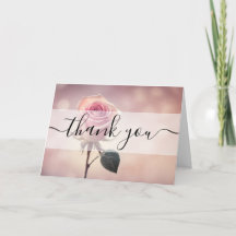 Custom Single Pink Rose Thank You
