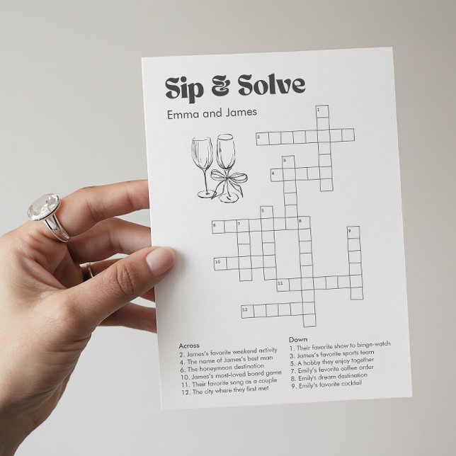 Custom Sip And Solve Wedding Crossword Invitation (Creator Uploaded)