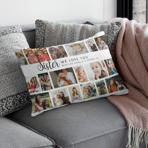 Custom Sister 18 Photo Collage Lumbar Cushion