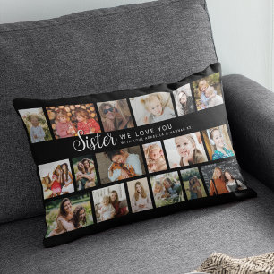 Custom Sister 18 Photo Collage Lumbar Cushion