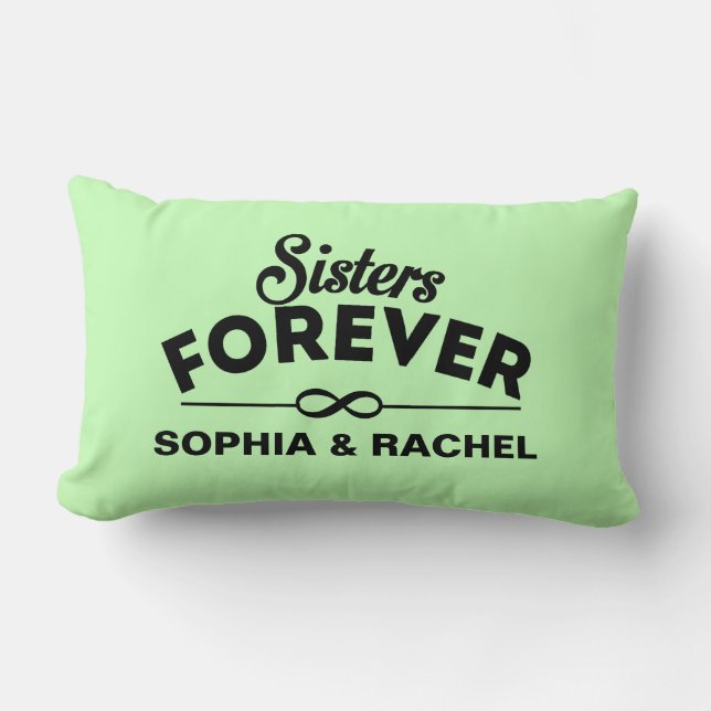 Custom Sisters Forever - Green Lumbar Cushion (Front)