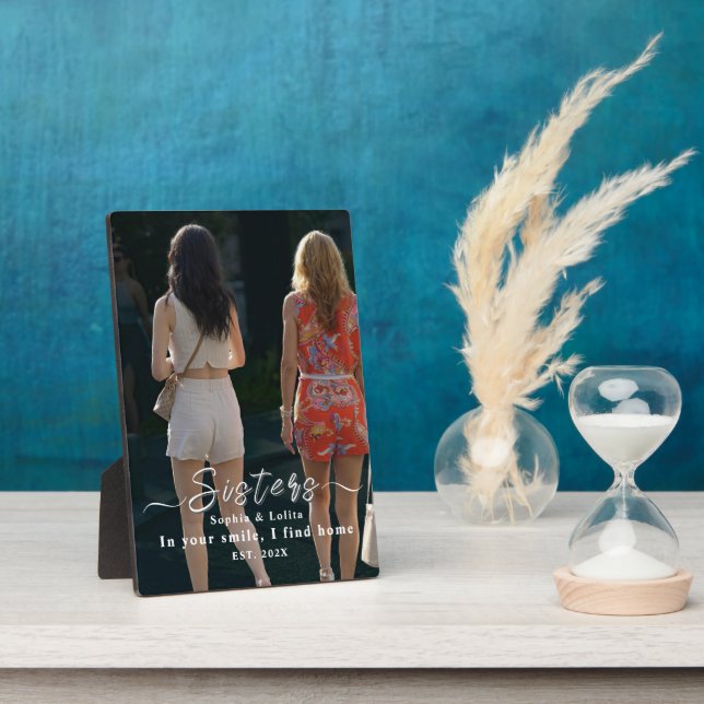 Custom Sisters Photo Plaque – Sweet Gift Idea (Side)