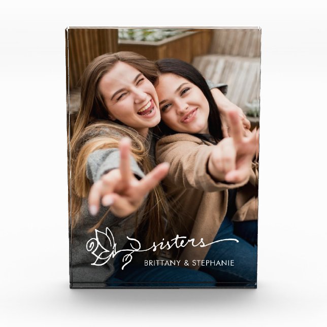 Custom Sisters Sibling Keepsake Photo Block (Front)