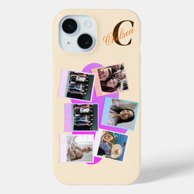 Custom Six-Photo Cloud with Name Iphone Case (Back)