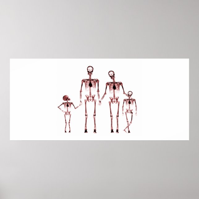 Custom Size Xray Aquarium Background Skull Family Poster (Front)
