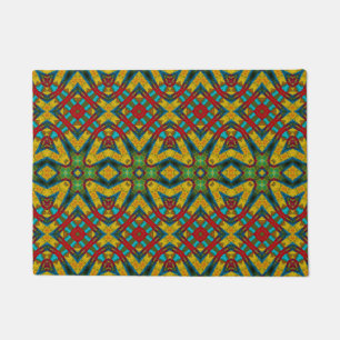 Custom Size Yellow Teal Red Green Tribal Dog Mat