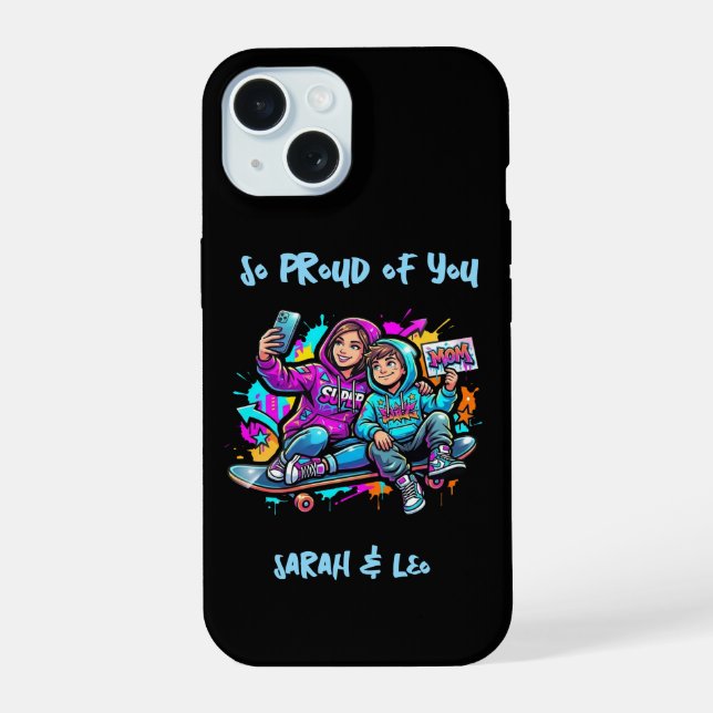 Custom Skate Mum & Son | Glossy Tough iPhone Case (Back)