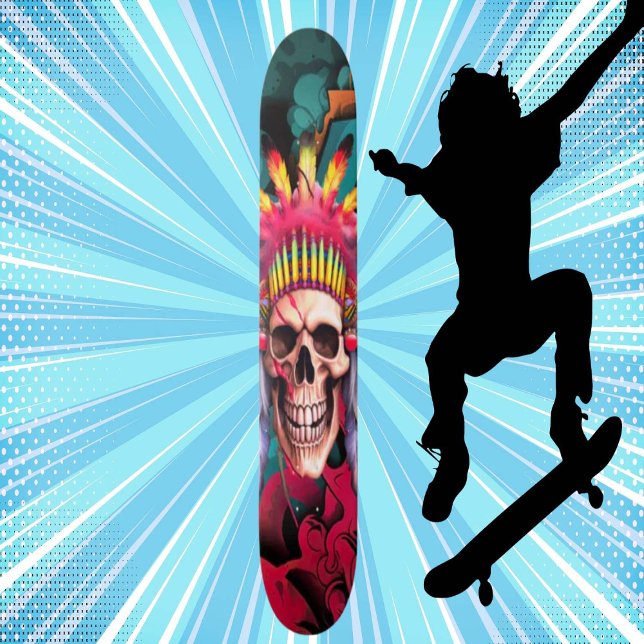 Custom Skateboard Graffiti Native American skull (Original and best online Zazzle skateboard shop- Urban Warrior)