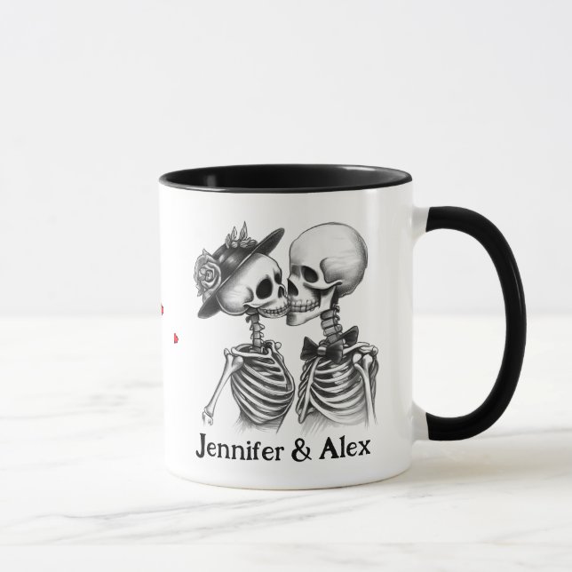 Custom Skeleton Couple Names Personalised Mug (Right)