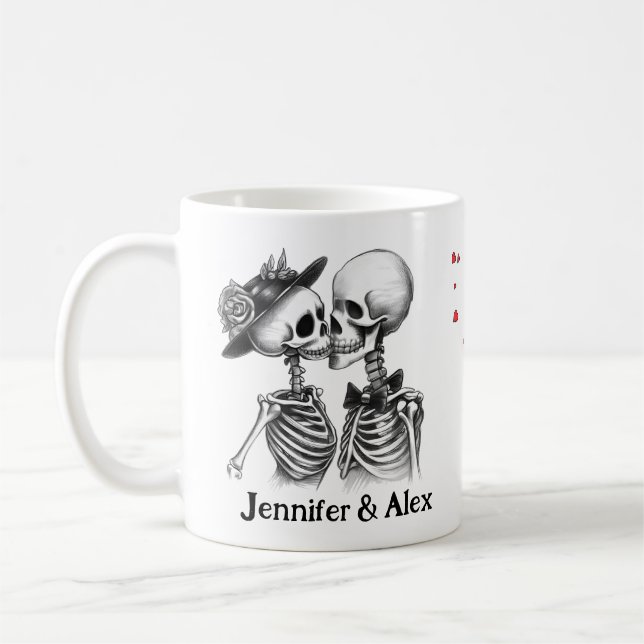 Custom Skeleton Couple Names Personalized Coffee Mug (Left)