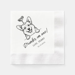 Custom Sketch Funky dog, Engagement Party, Napkins