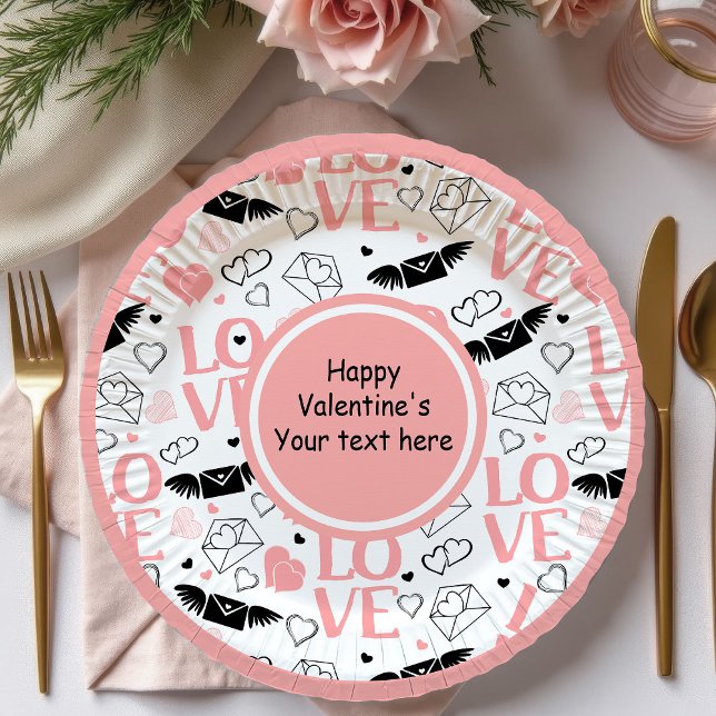 Custom Sketch Hearts Romantic Valentine Tableware Paper Plate (Custom Sketch Hearts Romantic Valentine Tableware

)