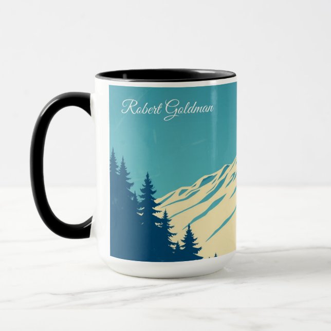 Custom Ski Club Aspen Retro 70s Mountain Mug (Left)