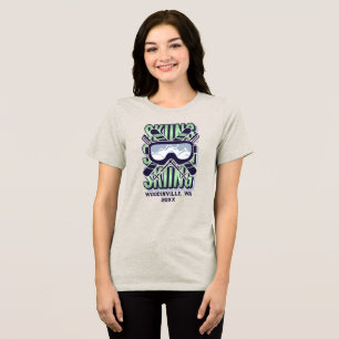 Custom Ski Skiing Location Date Name Tri-Blend Shirt