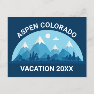Custom Ski Town Colorado City Mountain Vacation Postcard