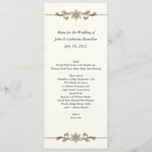Custom Skinny Wedding Table Menu
